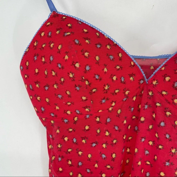Victorias Secret red mesh nighty with little florals M - Picture 2 of 6